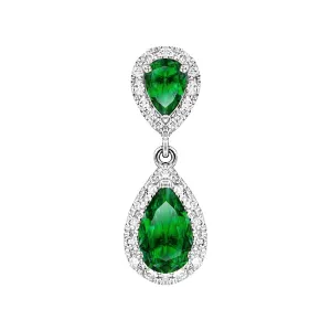 0.42ct Emerald & Diamond Drop Pendant | 18K White Gold