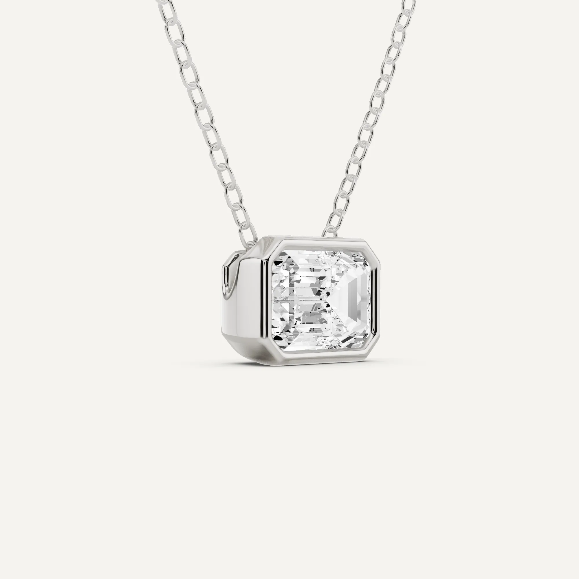 1 ctw Emerald Diamond Bezel Set Solitaire Pendant