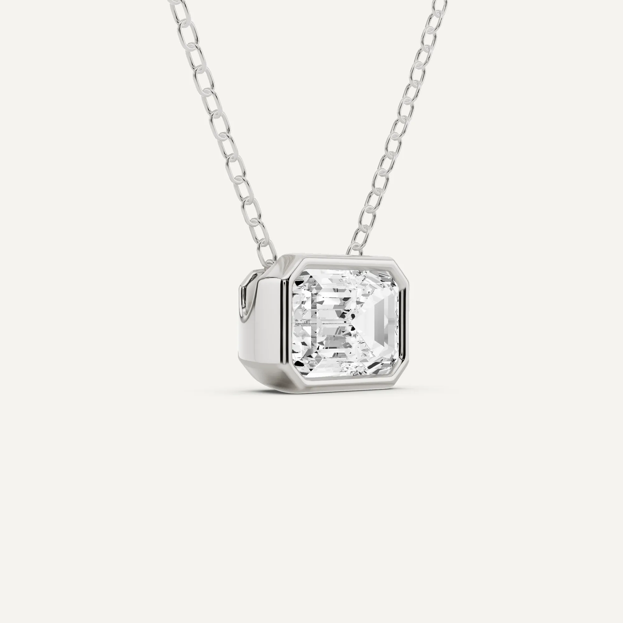 1 ctw Emerald Diamond Bezel Set Solitaire Pendant