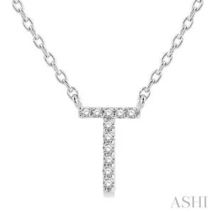 10K White Gold 0.05ctw Diamond Letter "T" Necklace