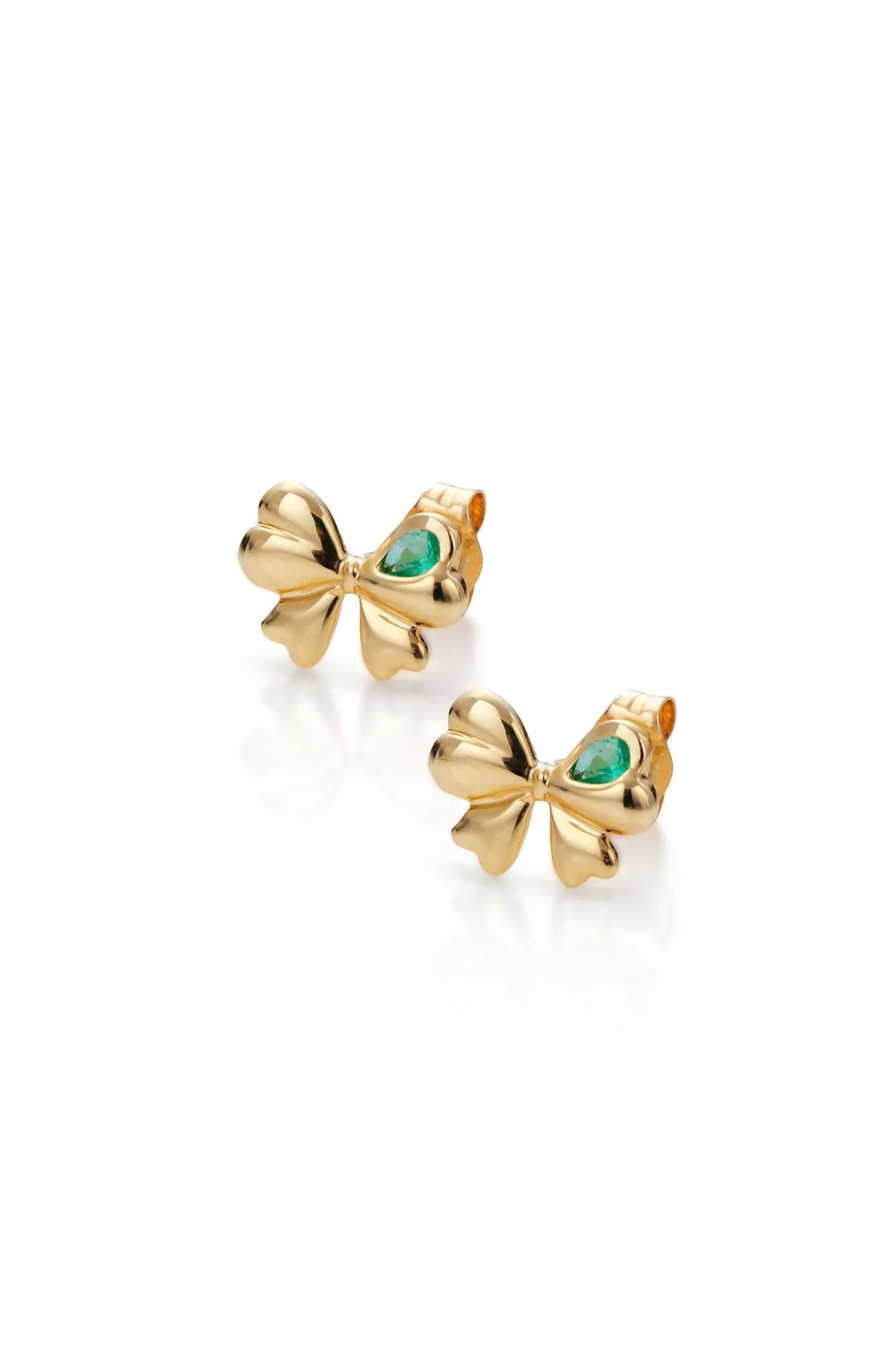 14K Estèe Bow Stud Emerald