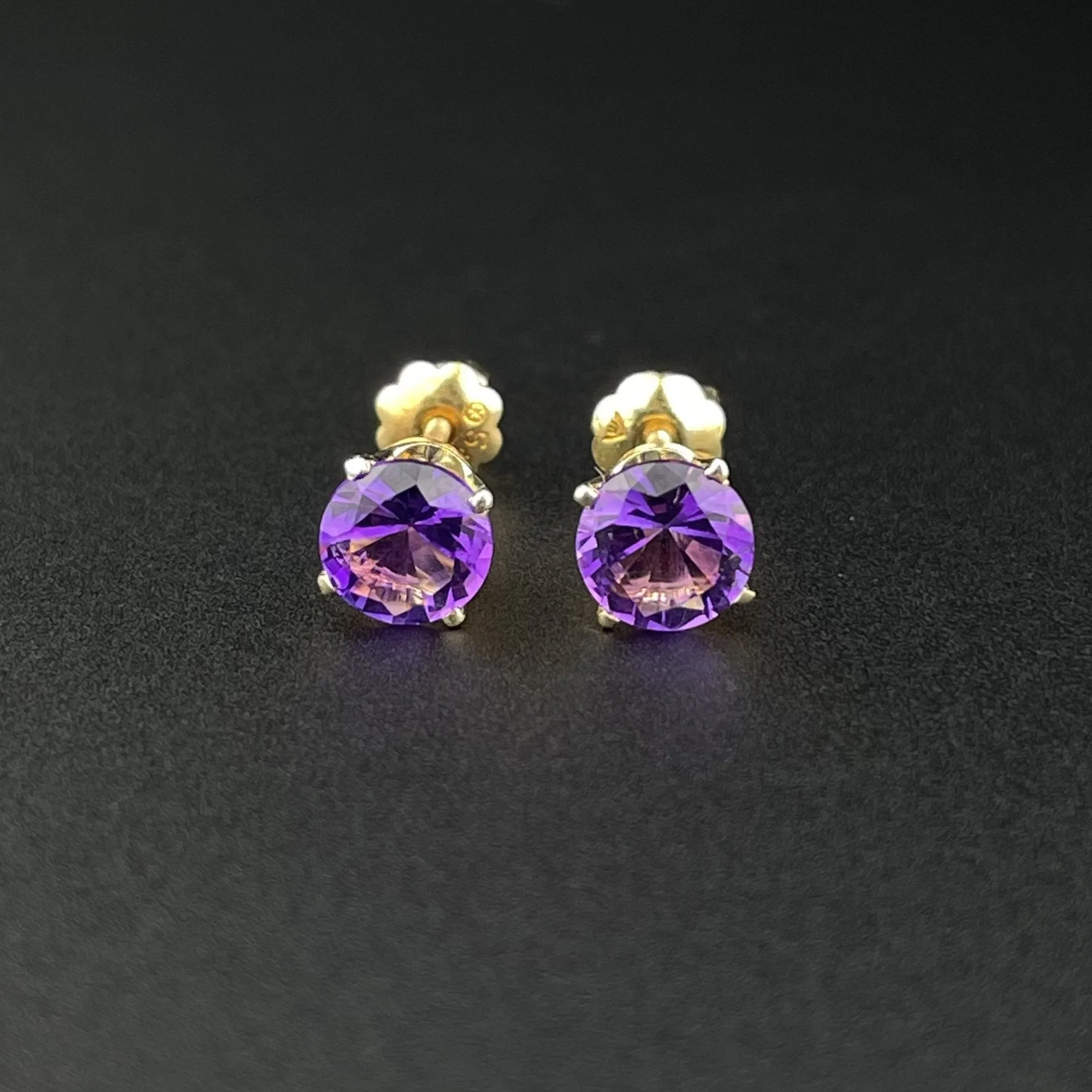 14K Gold 1.07 CTW Natural Amethyst Post Stud Earrings