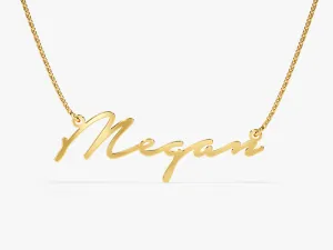 14k Solid Gold Cursive Font Name Necklace