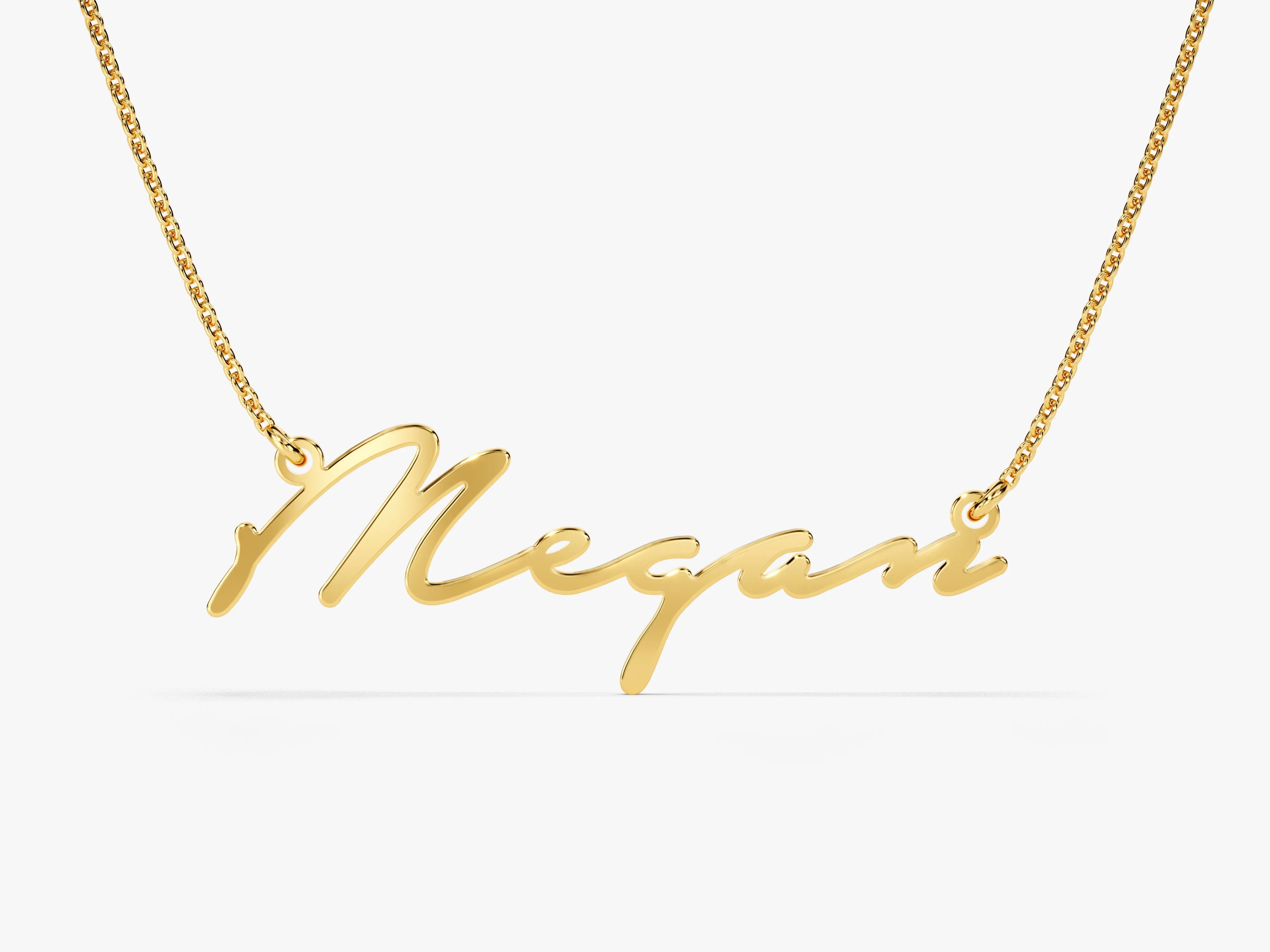 14k Solid Gold Cursive Font Name Necklace