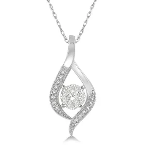 14k White Gold .20twt Diamond Pendant Necklace