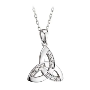 14K White Gold Diamond Trinity Knot Pendant