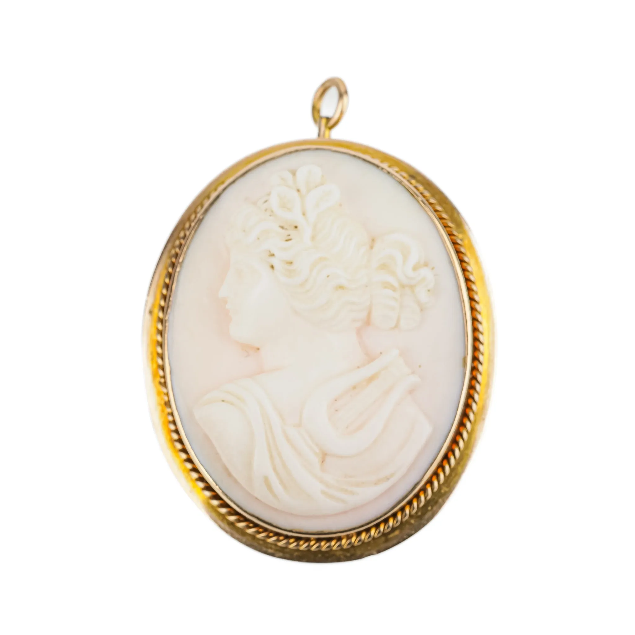 14K Yellow Gold Cameo Pin Pendant