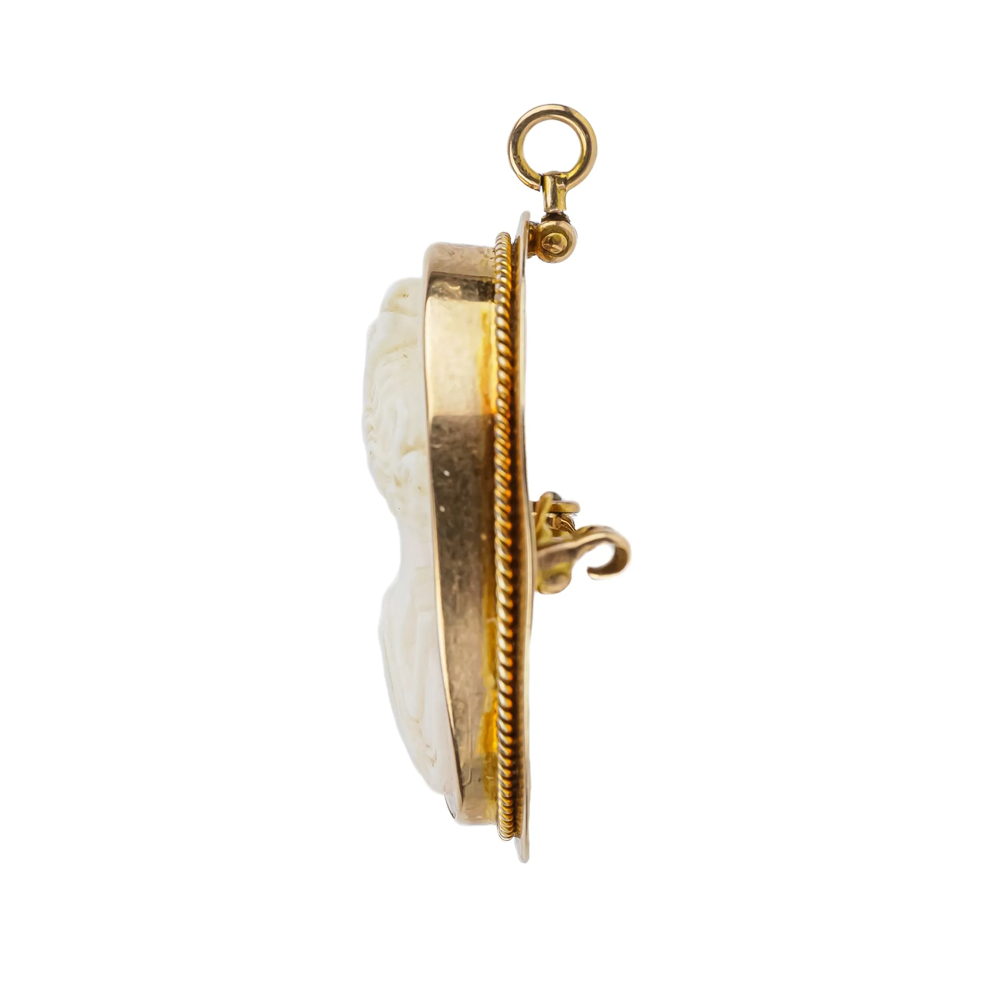 14K Yellow Gold Cameo Pin Pendant