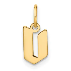 14K Yellow Gold Lower Case Letter V Initial Charm Pendant