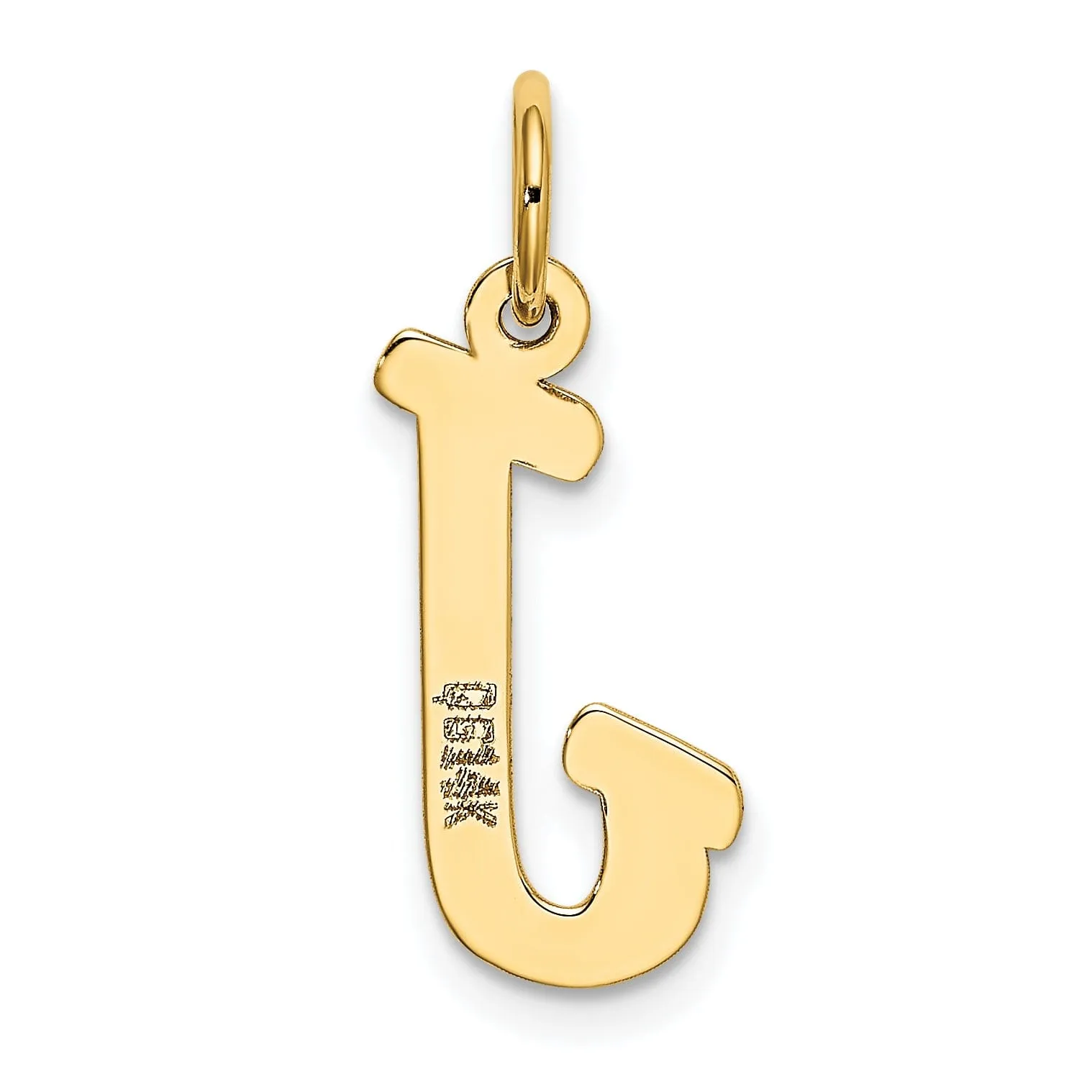 14K Yellow Gold Medium Size Fancy Script Design Letter J Initial Pendant