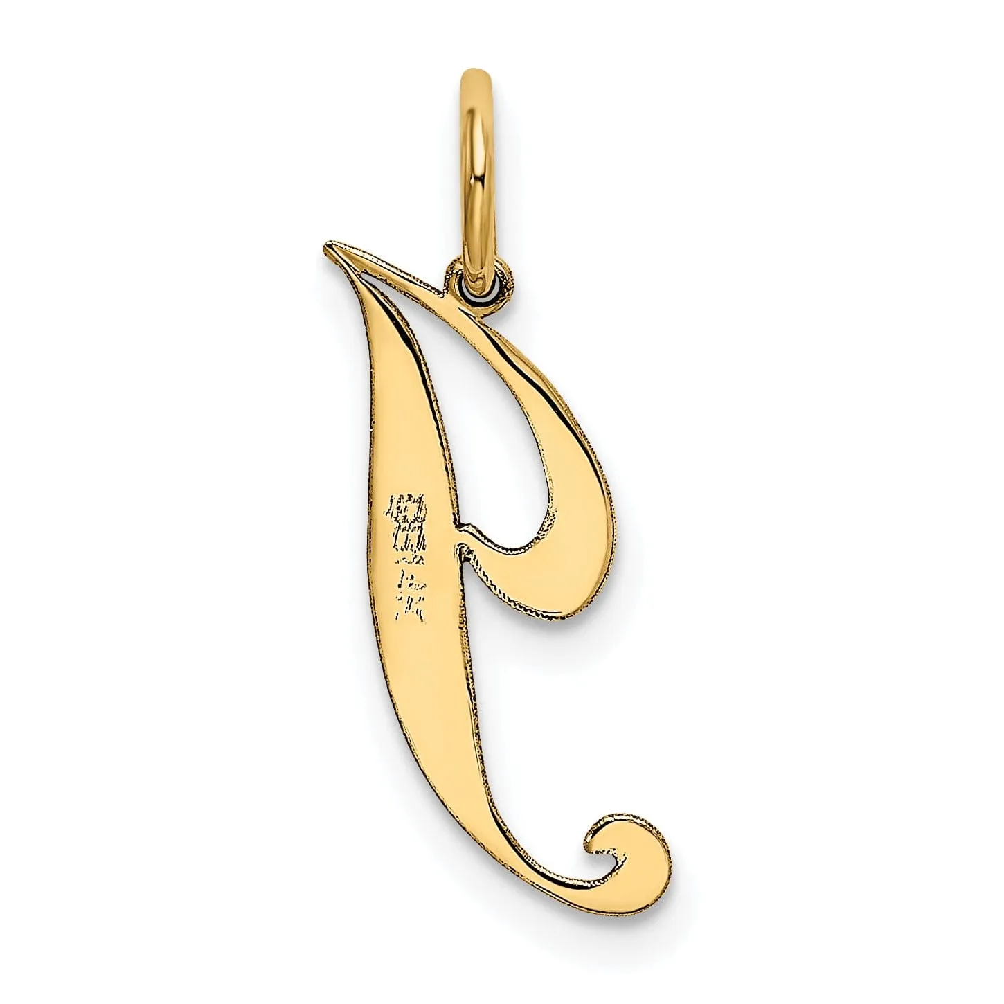 14K Yellow Gold Small Size Fancy Script Letter J Initial Pendant