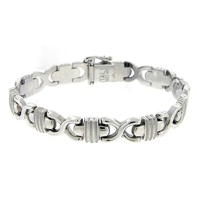 14Kt White Gold Oval Cross Bracelet