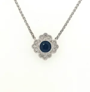 14KW Blue Sapphire & Diamond Necklace