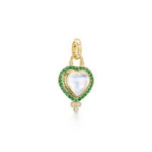 18K Emerald Blue Moon Heart Pendant