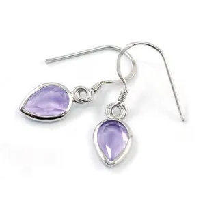 3 Carat Genuine Purple Pear Cut Amethyst 925 Sterling Silver Dangle Fine Earrings