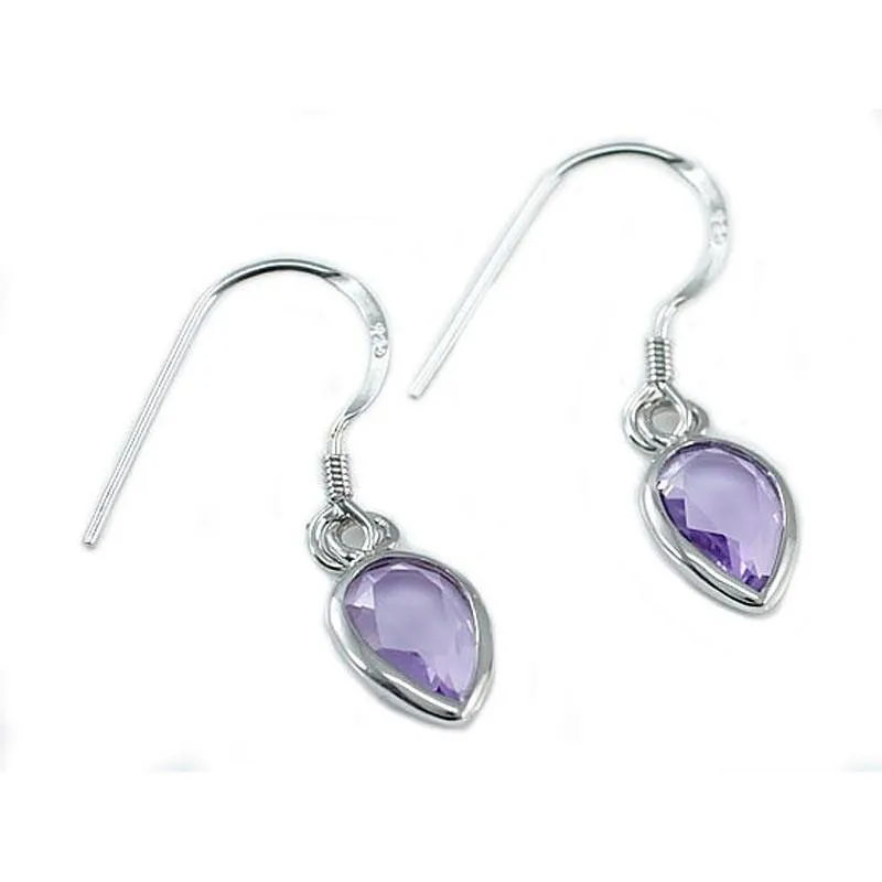 3 Carat Genuine Purple Pear Cut Amethyst 925 Sterling Silver Dangle Fine Earrings