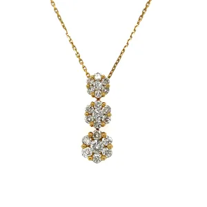 3 Station Graduated Cluster Diamond Necklace