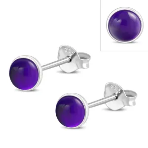 4.80mm | Amethyst Round Sterling Silver Stud Earrings