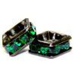 4mm Black Finish Squaredell - Emerald (Sold by the piece)