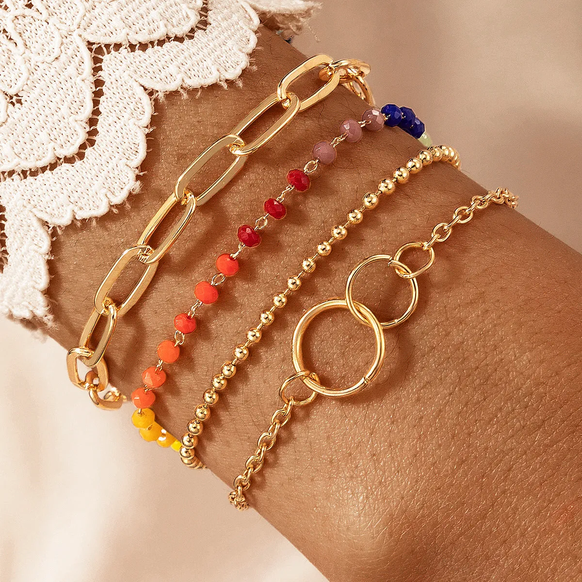 4Pcs Summer Boho Rice Women Bracelet Set