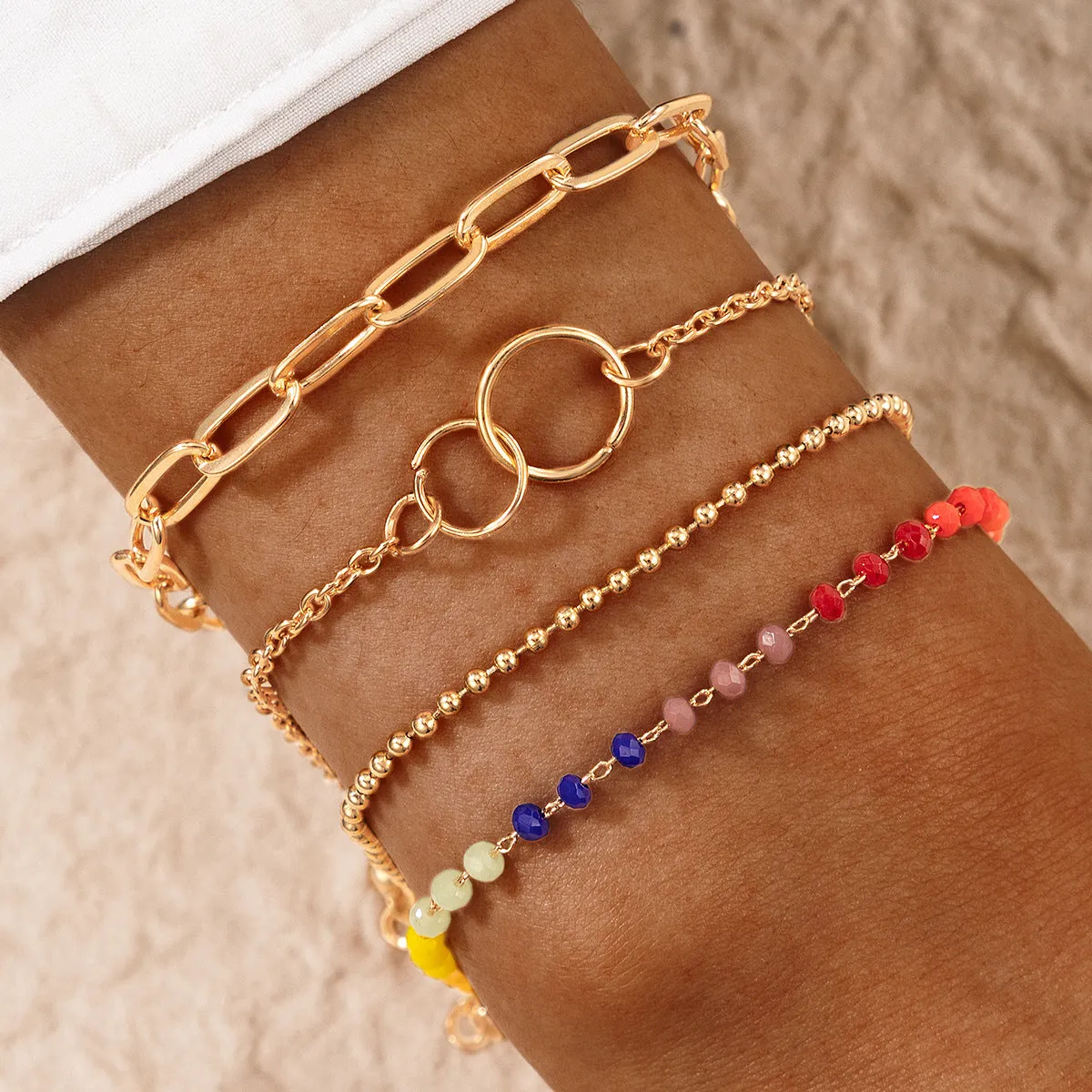 4Pcs Summer Boho Rice Women Bracelet Set