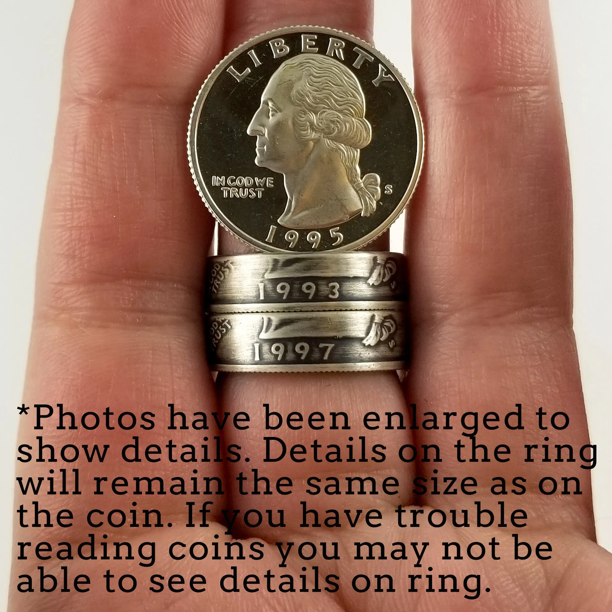 90% Silver 1992 Washington Quarter Ring