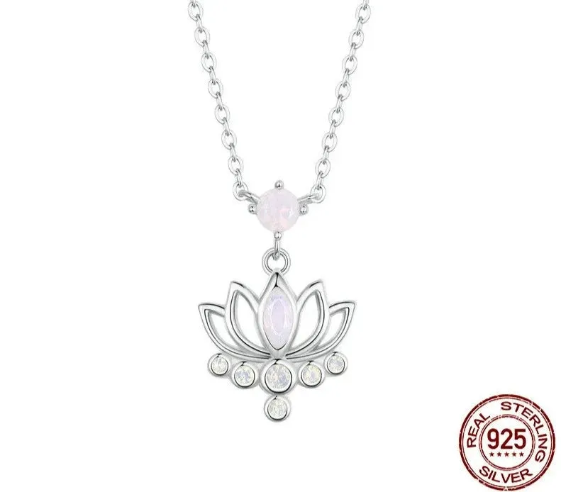 925 Sterling Silver Lotus Pendant Necklace