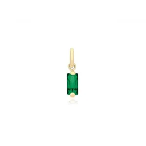 9ct Yellow Gold Baguette Shaped Emerald Green Zirconia Pendant PN1353E