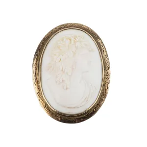 9K Yellow Gold Cameo Pin Pendant