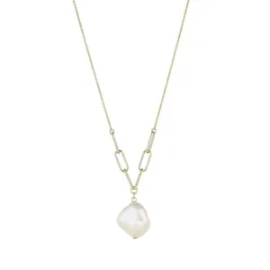 9kt Gold Single Keshi Pearl Pendant Necklace