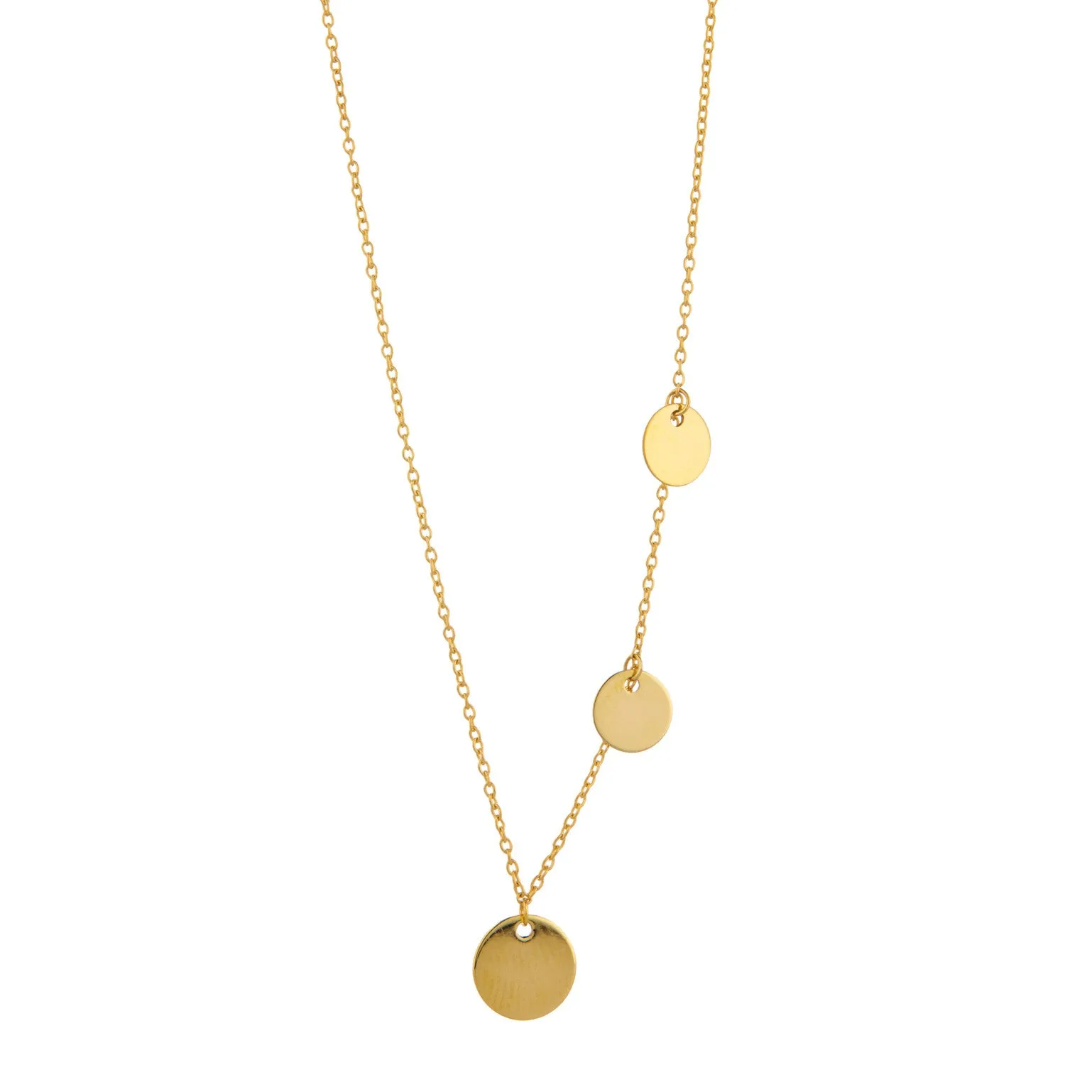 9kt Gold Three Discs Pendant Necklace