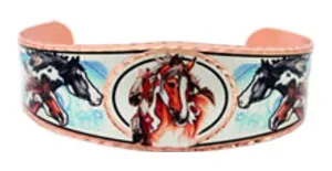 All Copper Bracelet Hand Made Painted Horses