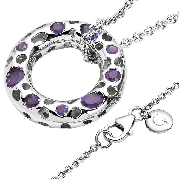 Allegro Loop Pendant with Amethyst   Lattice Disc Stud Earrings with Amethyst