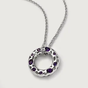 Allegro Loop Pendant with Amethyst   Lattice Disc Stud Earrings with Amethyst