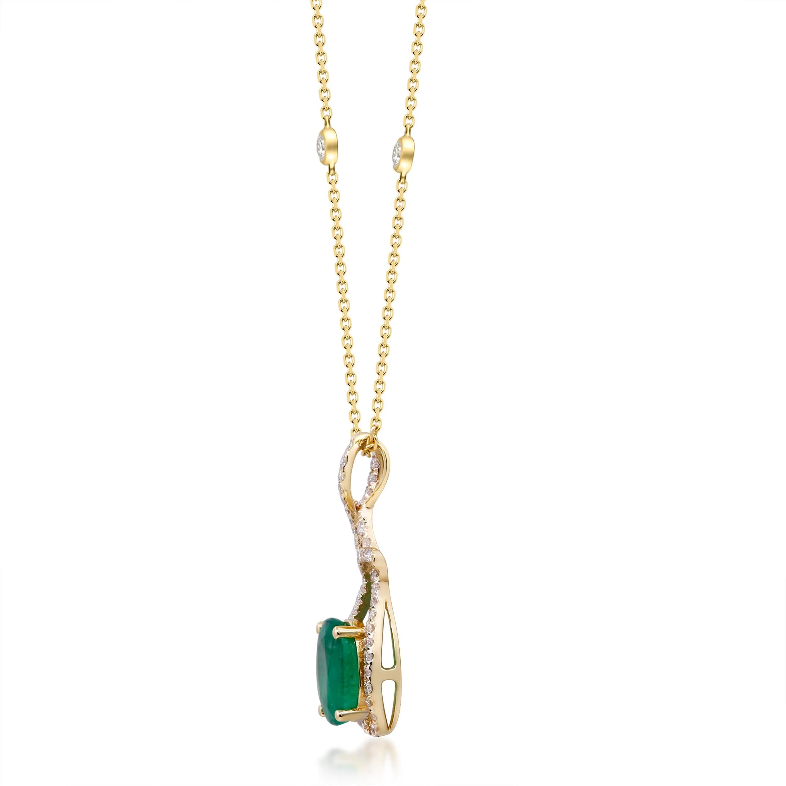 Amelie 14K Yellow Gold Oval-Cut Natural Zambian Emerald Pendant