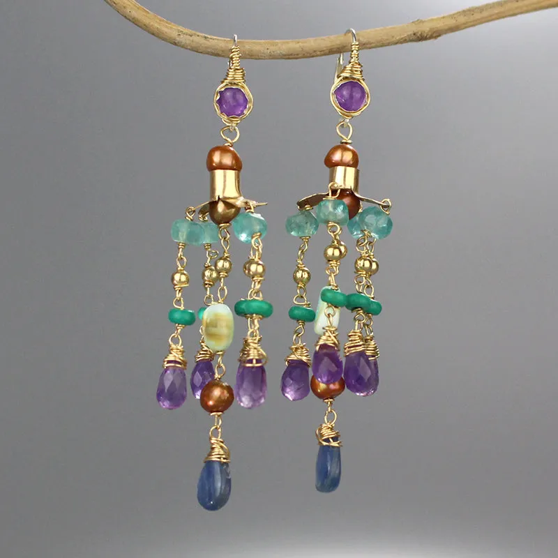 Amethyst Big Chandelier Earrings