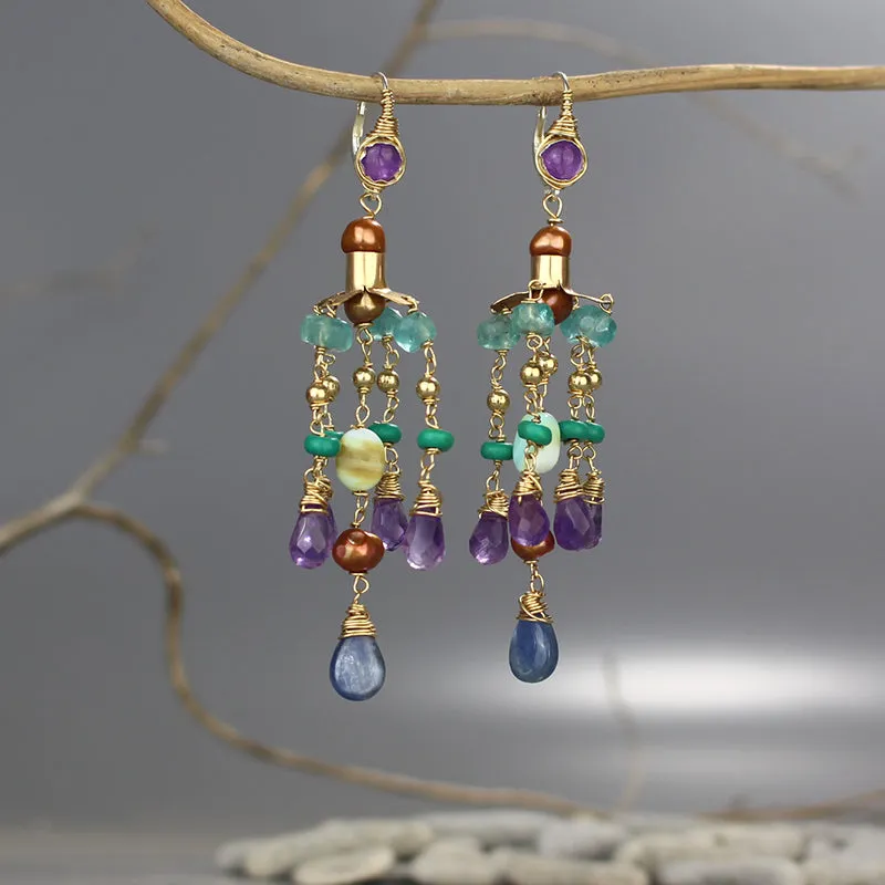 Amethyst Big Chandelier Earrings