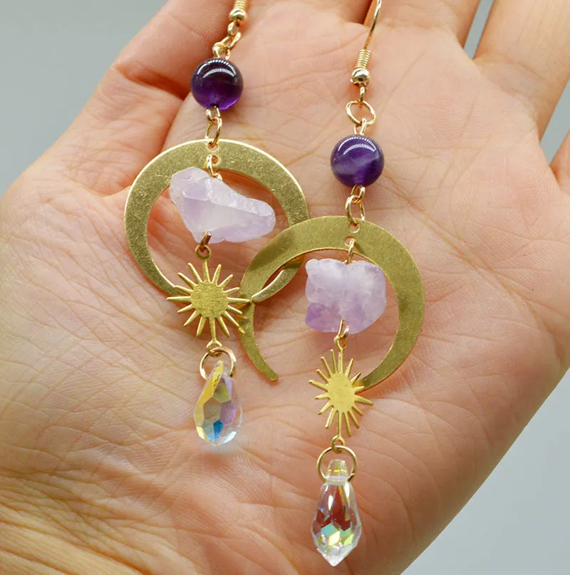 Amethyst Butterfly Moon Handmade Earrings!