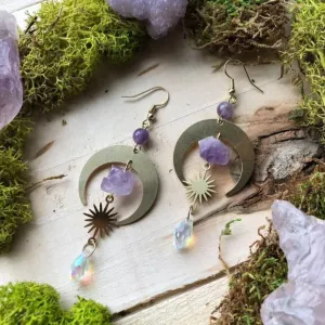 Amethyst Butterfly Moon Handmade Earrings!