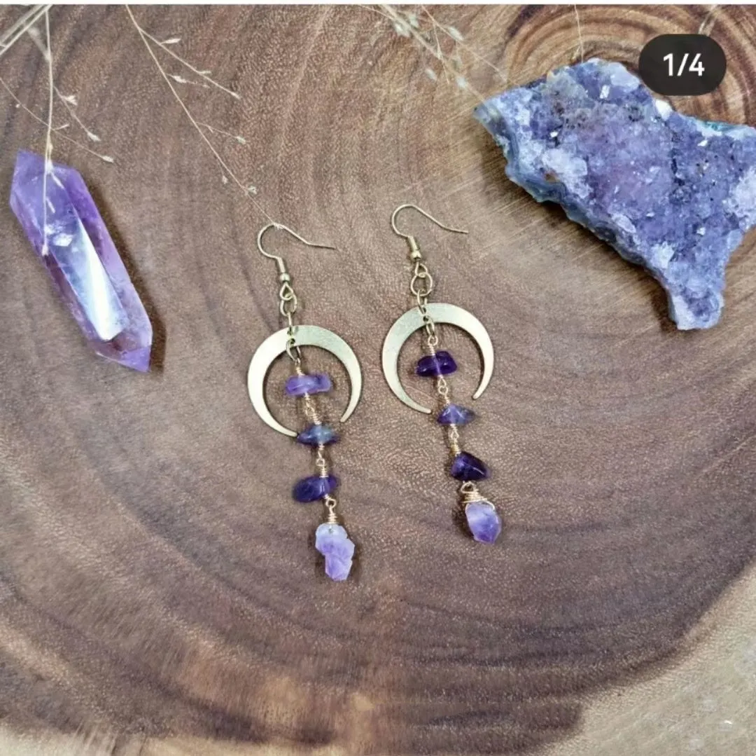 Amethyst Butterfly Moon Handmade Earrings!