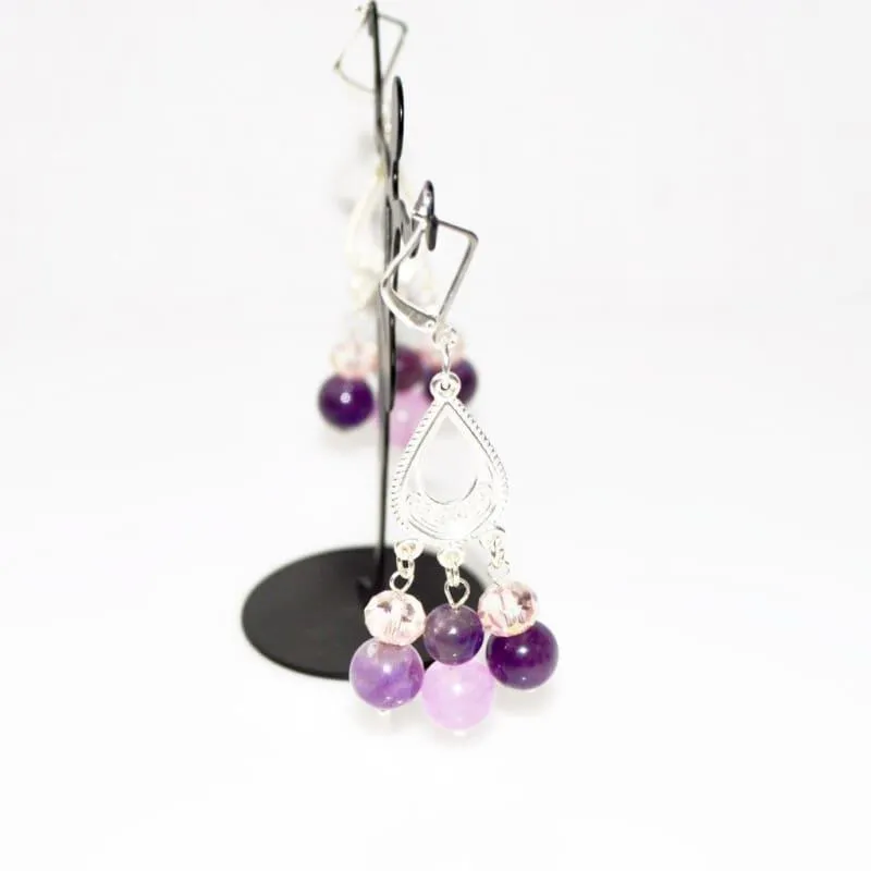 Amethyst Crystal Chandelier Earrings