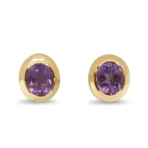 Amethyst Earrings - 18ct Yellow Gold