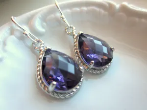 Amethyst Earrings Purple Silver Teardrop Earrings - Sterling Silver Earwires - Bridesmaid Earrings Wedding Earrings Valentines Day Gift