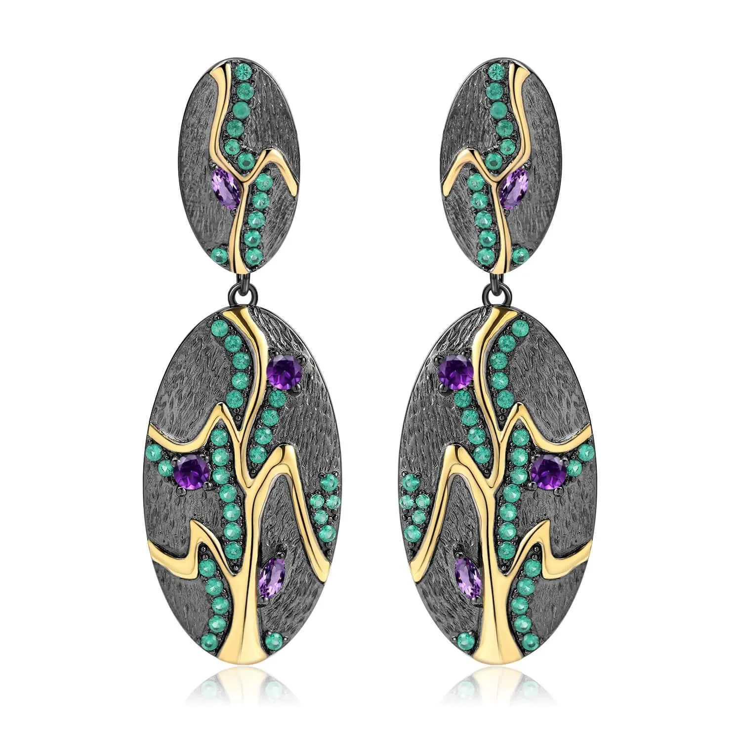 Amethyst Gold-Plated Dangling Earrings