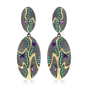 Amethyst Gold-Plated Dangling Earrings