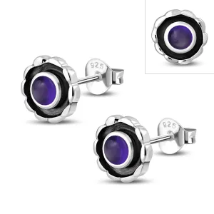 Amethyst Stone Sterling Silver Stud Earrings