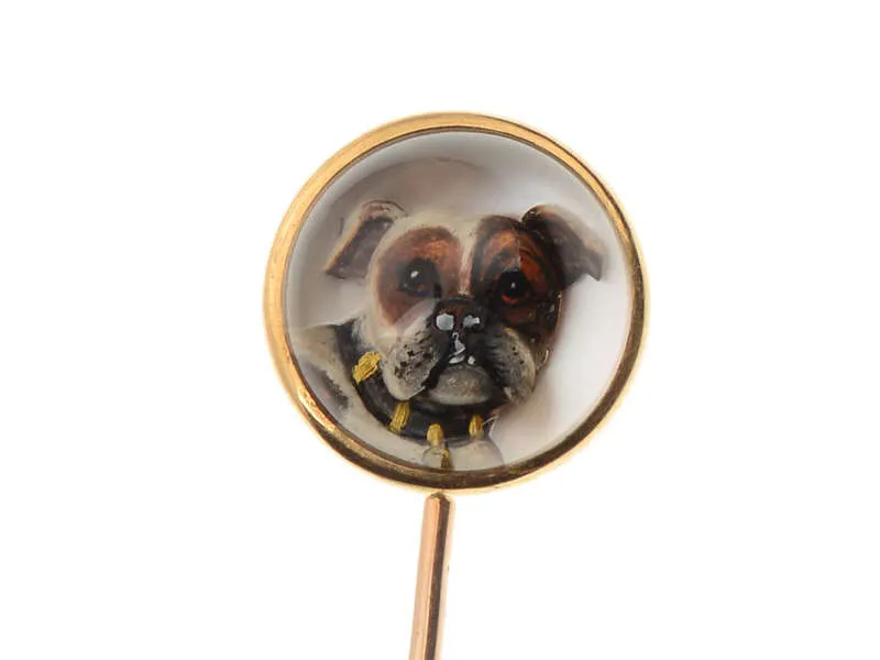 Antique Bulldog Essex Crystal Stickpin