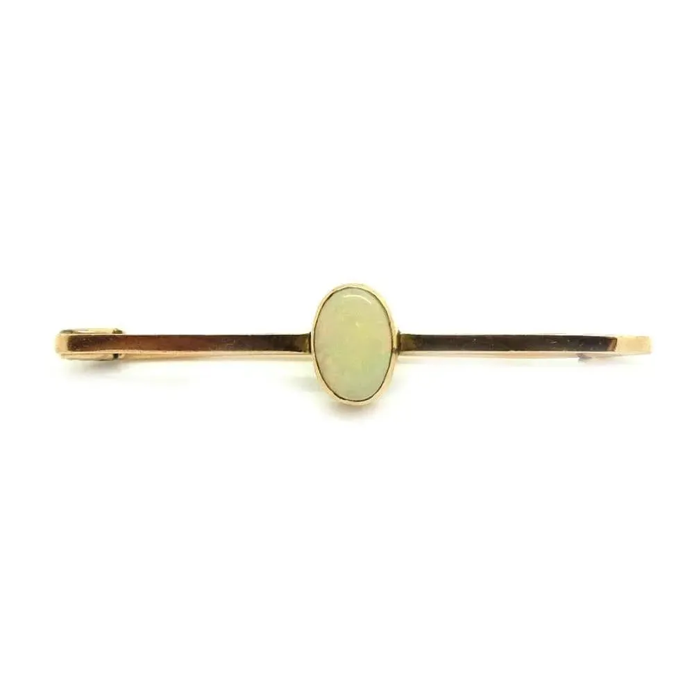 Antique Edwardian Opal 9ct Rose Gold Bar Brooch