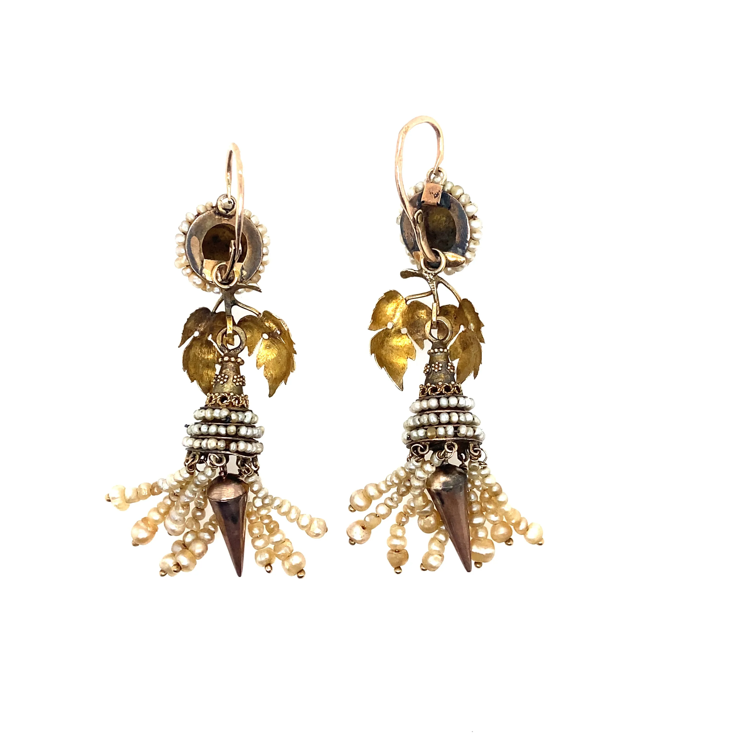 Antique gold and pearl tassel earrings