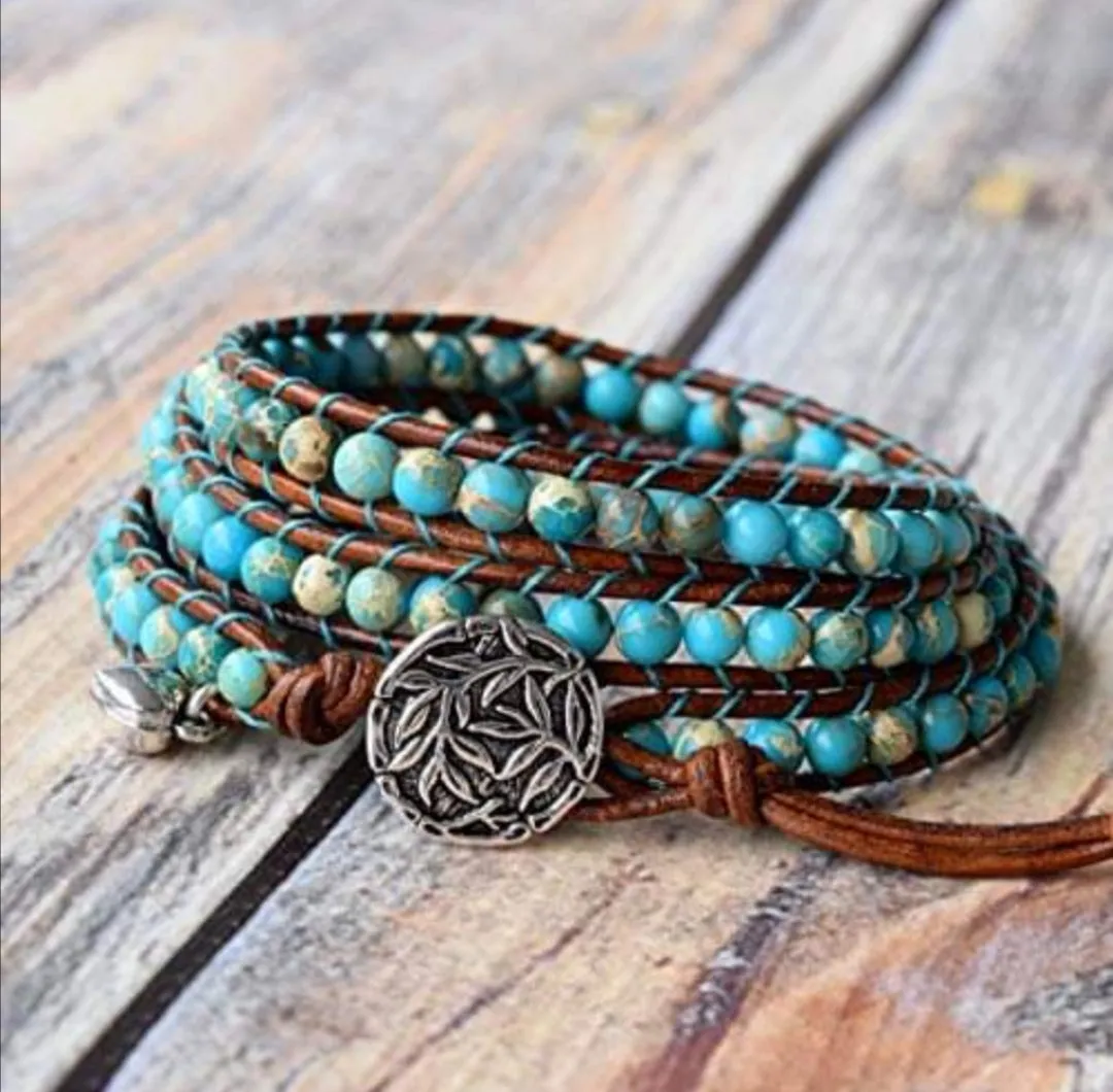 Aqua Terra Jasper Single Wrap Adjustable Bracelet